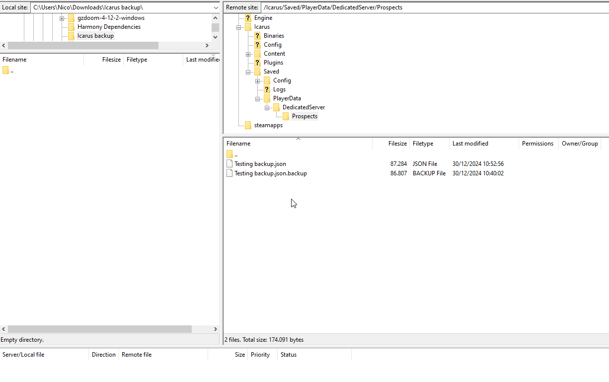 How to Back up your Icarus server and Restore from it | PingPlayers